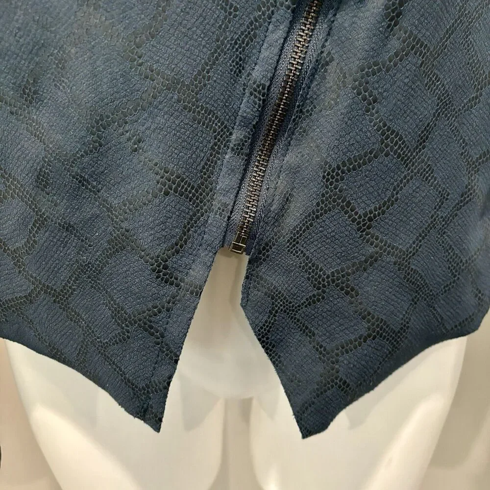 Blank NYC Jacket Large Dark Blue Faux Leather Zip Front Pockets - Picture 6 of 15